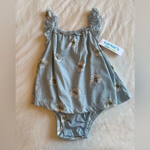 Carter’s Baby Girl Daisy Romper Dress NWT Blue 1-Piece Outfit